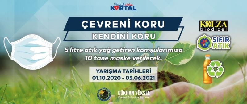 Kartal Belediyesi, atık yağını getiren vatandaşlara medikal maske veriyor
