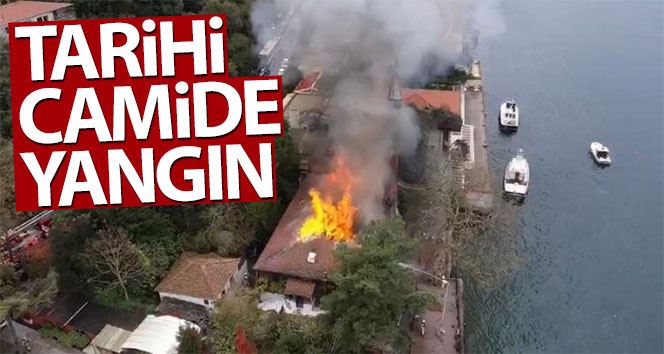 Vaniköy’de yanan tarihi cami havadan görüntülendi