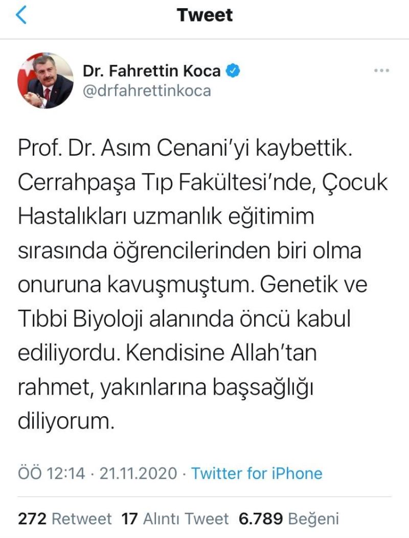 Tıp dünyası ve ülkemizin acı kaybı...Prof. Dr. Asım Cenani hayatını kaybetti
