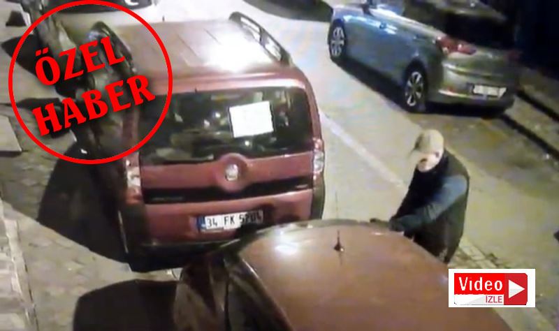 (Özel) İstanbul’da otomobilin camlarını kırıp ses sistemini çalan hırsızlar kamerada