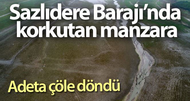 (Özel) Suların yüzlerce metre çekildiği Sazlıdere Barajı’nda ev kalıntıları ortaya çıktı