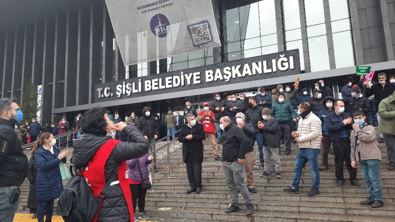 Şişli Belediyesi çalışanları belediyeyi protesto etti
