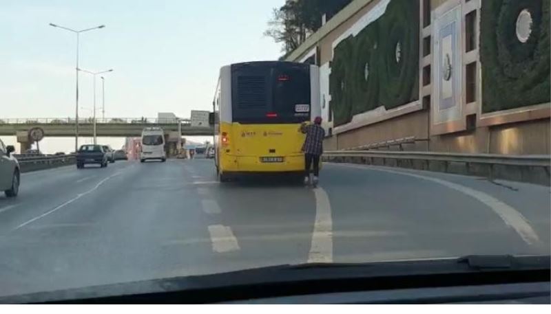 (Özel) 70 kilometre hızla paten yolculuğu kamerada