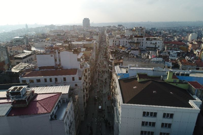 İstiklal Caddesi tedbirlerden sonra havadan görüntülendi
