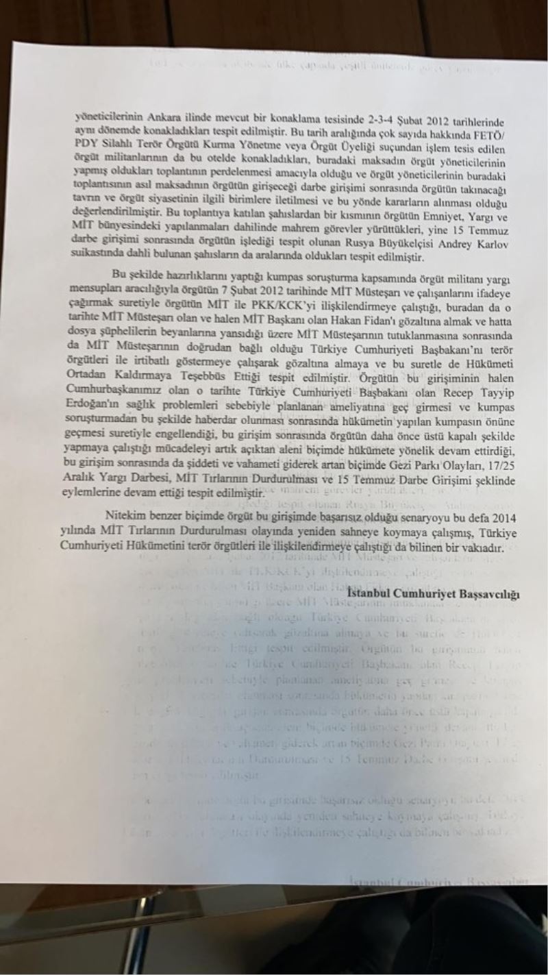 İstanbul Cumhuriyet Başsavcılığı MİT kumpasına ilişkin iddianame hazırladı
