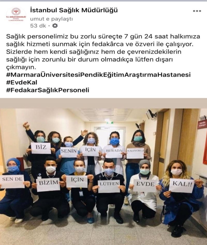 Sağlık çalışanlarından vatandaşlara evinizden çıkmayın uyarısı
