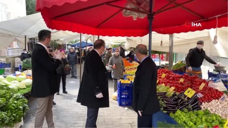 Kartal’da pazarlara el dezenfektan ünitesi kuruldu