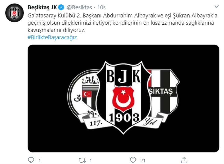 Beşiktaş’tan Abdurrahim Albayrak’a geçmiş olsun mesajı