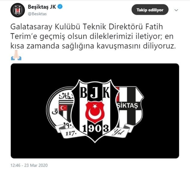 Beşiktaş’tan Fatih Terim’e geçmiş olsun mesajı
