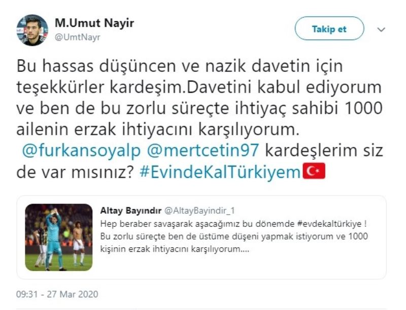 Altay Bayındır’dan anlamlı hareket
