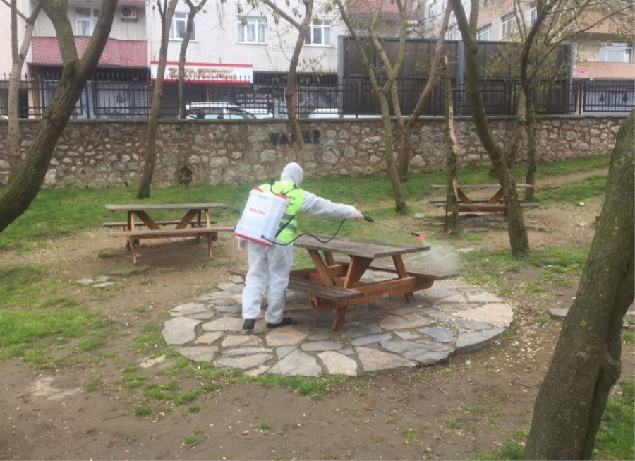 İstanbulun yeşil alanları dezenfekte ediliyor