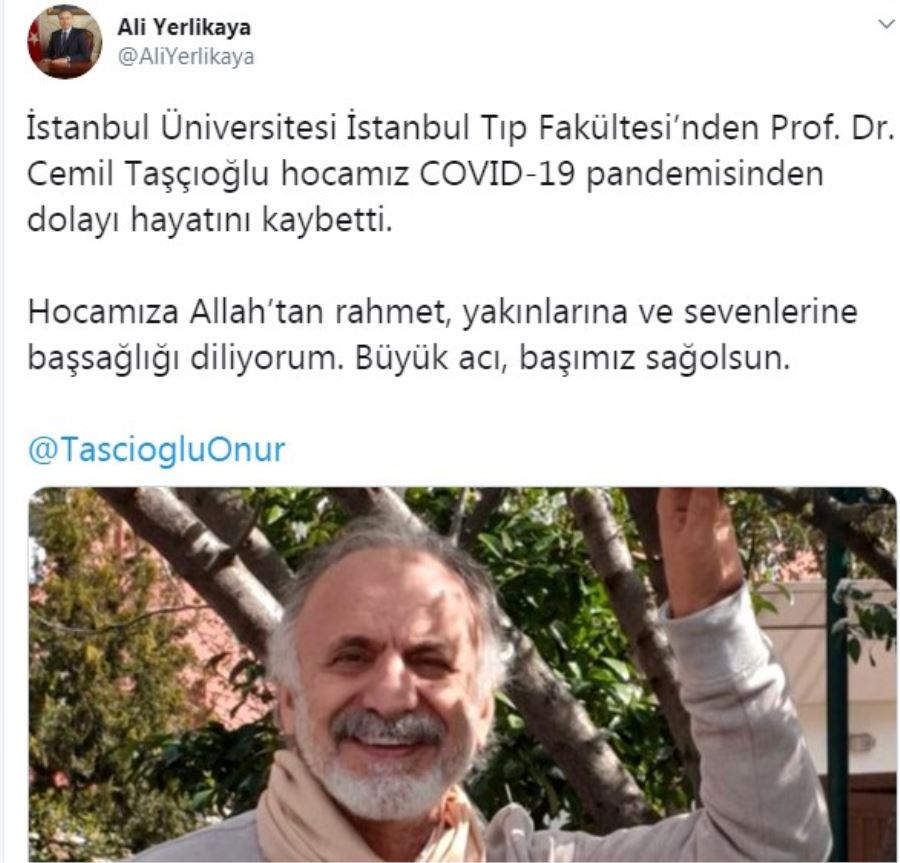 İstanbul Valisi Yerlikaya’dan Cemil Taşçıoğlu için baş sağlığı paylaşımı