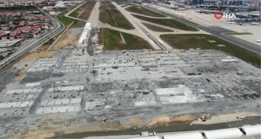 (ÖZEL) Atatürk Havalimanı’nda yapılan pandemi hastanesi aşama aşama havadan görüntülendi