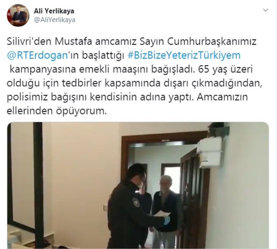 Bir aylık emekli maaşını bağışladı