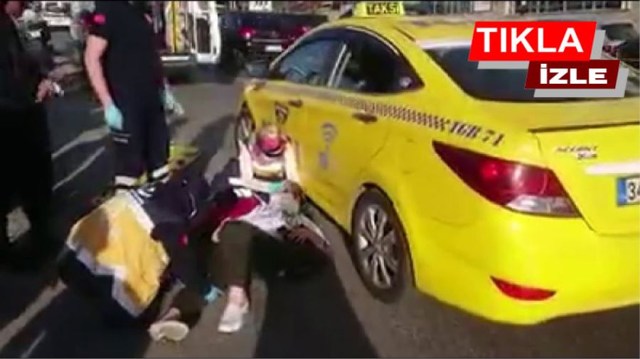 (Özel) İstanbul Tuzla’da yolun karşısına geçmek isteyen kadına taksi çarptı