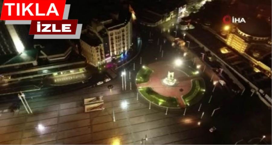 Sokağa çıkma kısıtlamasının bitmesinin ardından Taksim Meydanı havadan görüntülendi