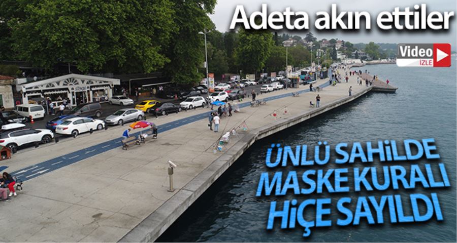 İstanbul’un ünlü sahiline akın eden vatandaşlar, maske kuralını hiçe saydı