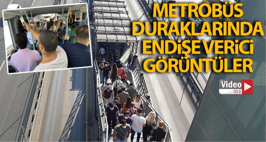 Metrobüs durağında endişe oluşturan görüntüler