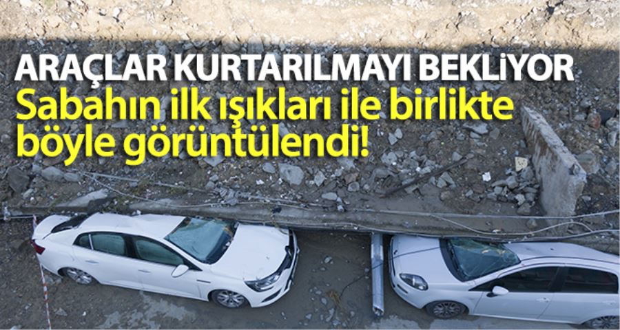 İstanbul’da istinat duvarının altında kalan araçlar kurtarılmayı bekliyor