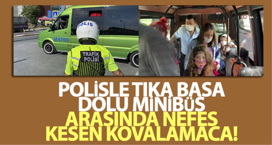 (Özel) İstanbul’da polisle tıka basa dolu minibüs arasında nefes kesen kovalamaca kamerada