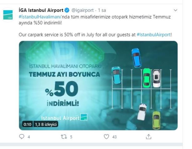 Temmuz ayında İstanbul Havalimanı otoparkları yüzde 50 daha ucuz olacak
