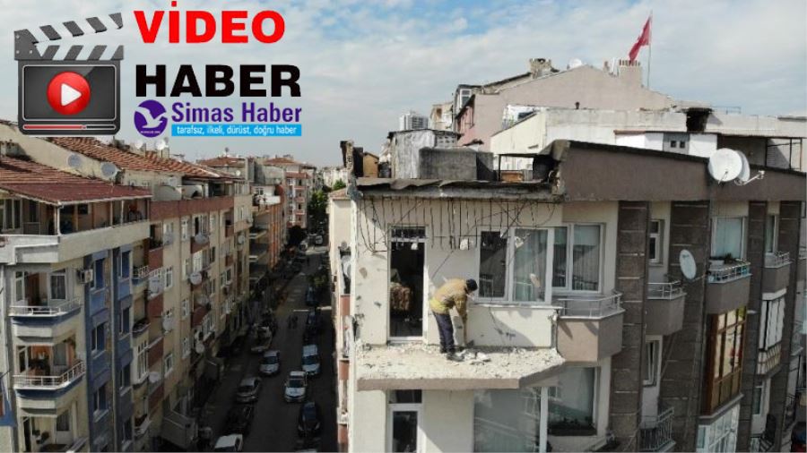 Güngören’de binanın teras duvarı yıkıldı