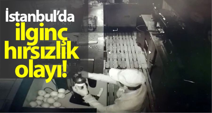 (Özel) İstanbul’da hırsızlık için girdiği iş yerinde “portakal suyu” sıkan hırsız kamerada