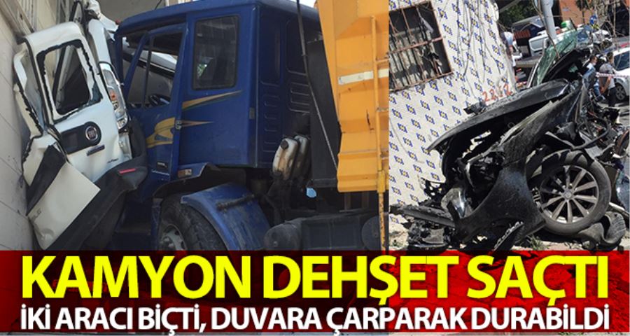 İstanbul’da dehşet veren kaza: Kamyon iki aracı biçip binanın duvarına vurarak durabildi