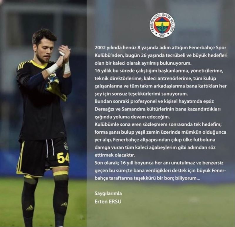 Erten Ersu, Fenerbahçe’den ayrıldı
