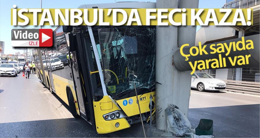 İETT otobüsü metrobüs köprüsüne çarptı: 19 yaralı