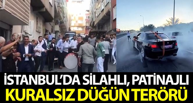 (Özel) İstanbul’da silahlı, patinajlı ve kuralsız düğün konvoyu terörü kamerada