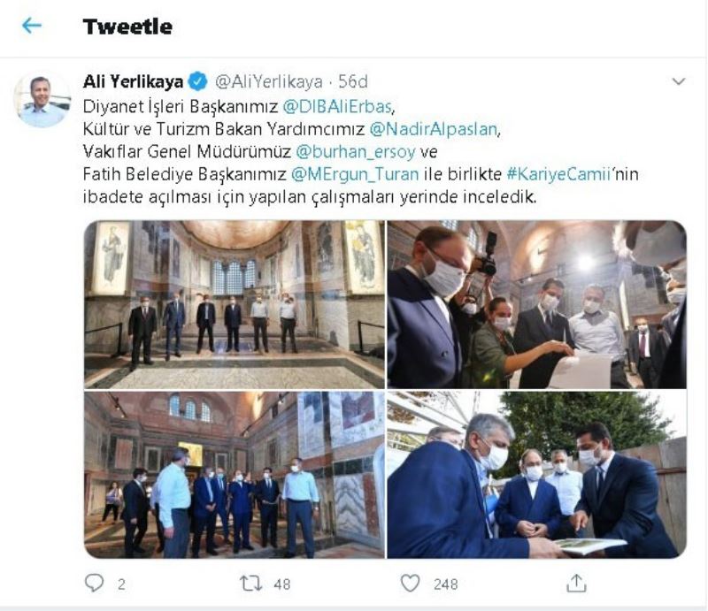 Vali Yerlikaya, Kariye Camii’nin ibadete açılması için yapılan çalışmaları inceledi
