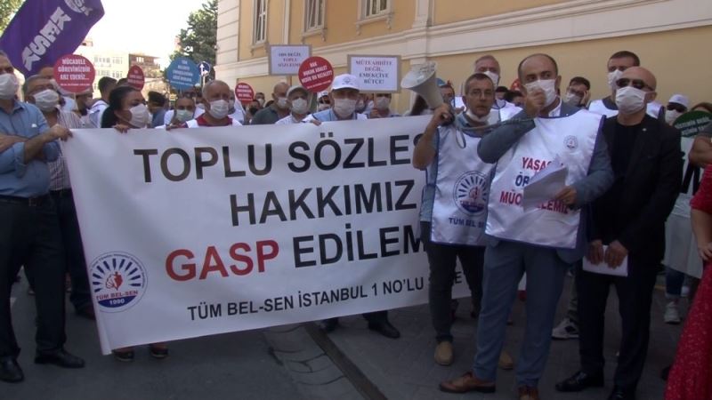 Sözleşmeleri yenilenmeyen Bakırköy Belediyesi çalışanları eylem yaptı
