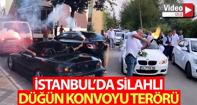 (Özel) İstanbul’da silahlı, çakarlı ve kuralsız düğün konvoyu terörü kamerada