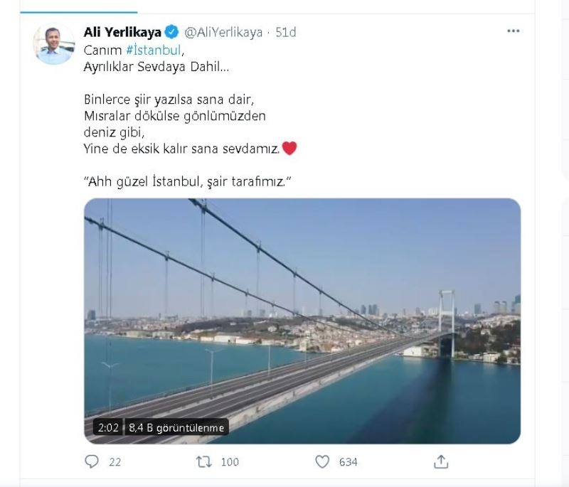 İstanbul Valisi Yerlikaya’dan kısıtlamada İstanbul paylaşımı