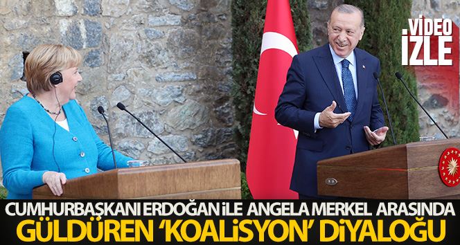 Cumhurbaşkanı Erdoğan ile Angela Merkel arasında güldüren 