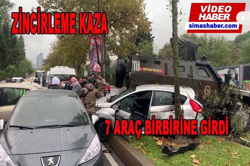 Sarıyer’de zırhlı aracın da içlerinde bulunduğu zincirleme kaza: 3 yaralı