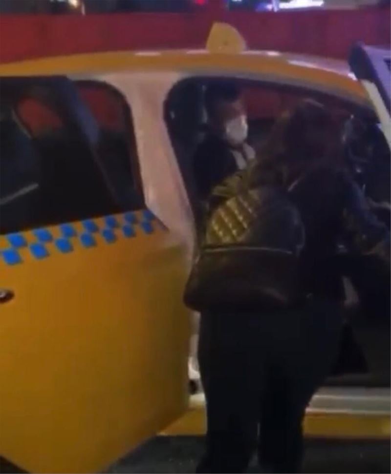 Ataşehir’de bir taksici çocuklu yolcuyu almadı, o anlar kameraya yansıdı
