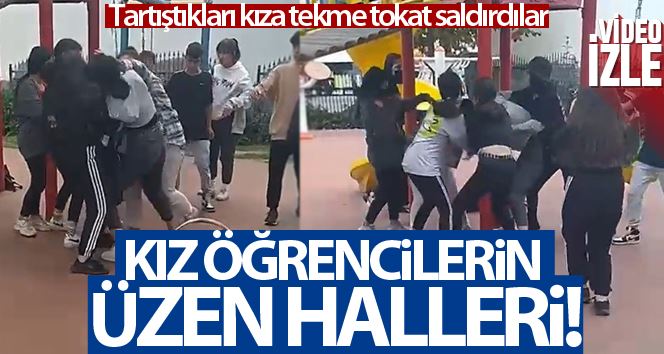 Esenyurt’ta kızların saç saça kavgası kamerada