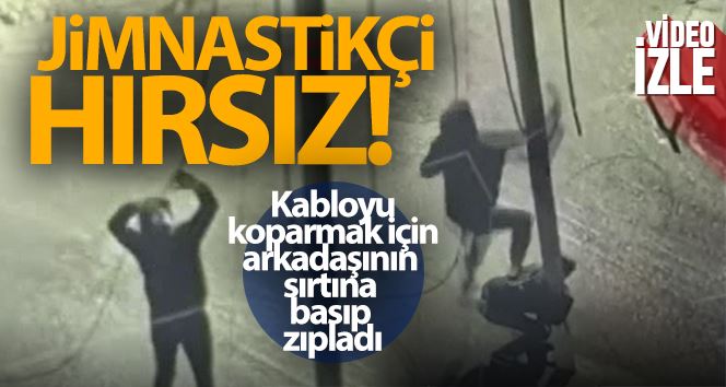 Şişli’de akrobatik kablo hırsızlığı