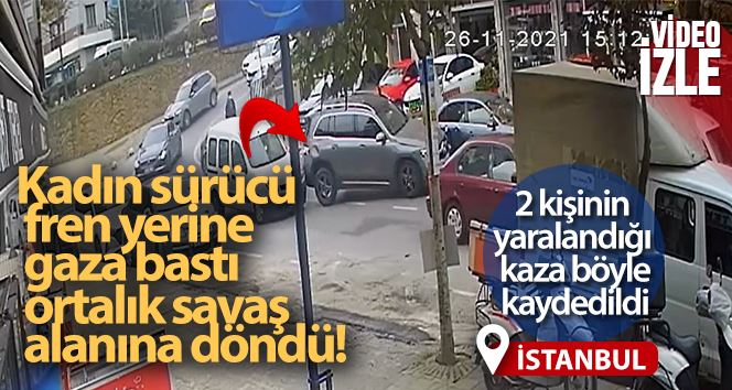 Kadıköy’de kadın sürücü fren yerine gaza bastı, ortalık savaş alanına döndü