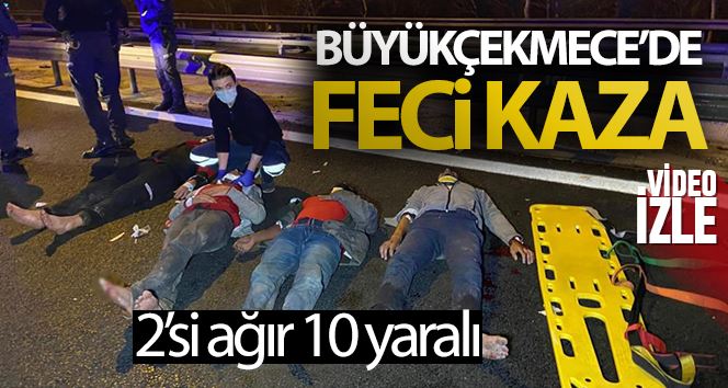 Büyükçekmece’de ticari taksi yakıt tankerine çarptı: 2’si ağır 10 yaralı