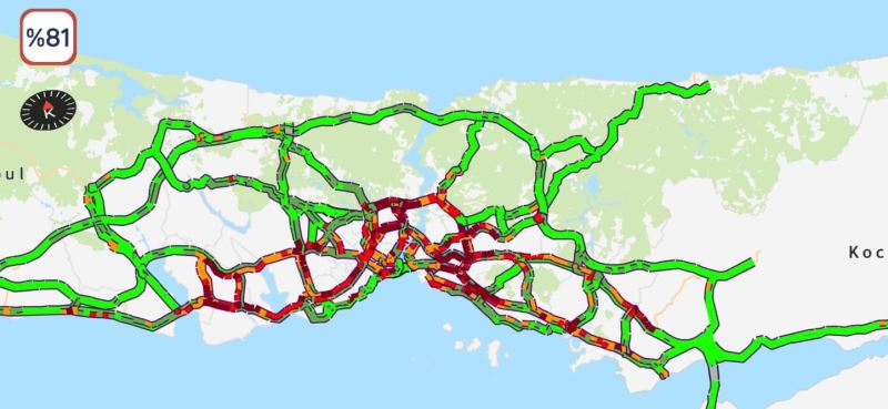 İstanbul’da trafik yoğunluğu yüzde 81’e ulaştı
