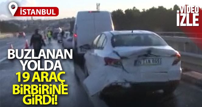 Çekmeköy’de buzlanan yolda 19 araç birbirine girdi, sürücüler yaralandı