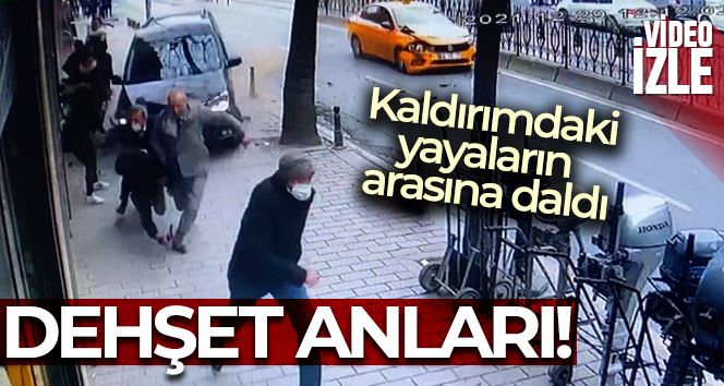 İstanbul’un göbeğinde dehşet anları: Araç kaldırımdaki yayaların arasına daldı