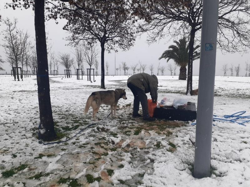 Caddebostan’da yürek ısıtan görüntüler: Yüzlerce martıyı besledi
