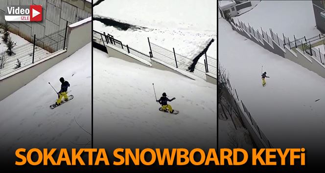 (Özel) İstanbul’da karda snowboard keyfi