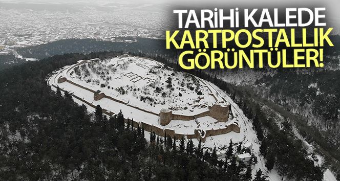 (ÖZEL)Tarihi Aydos Kalesi’nde kar yağışı kartpostallık görüntüler oluşturdu