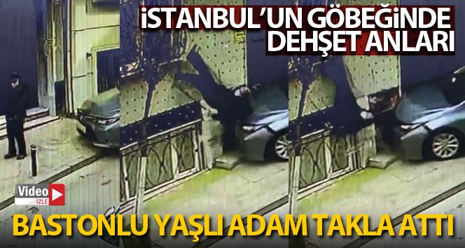 (Özel) İstanbul’un göbeğinde dehşet anları: Bastonlu yaşlı adam takla attı