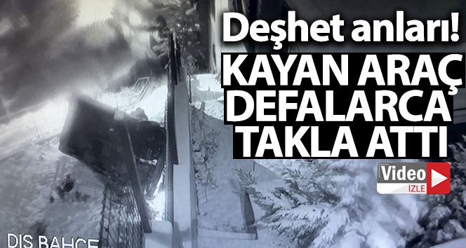 (Özel) İstanbul’da dehşet anları: Kayan araç aşağıya uçup böyle takla attı